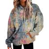 Womens Oversized Hooded Sweatshirt With 3D Print Graphic Loose Fit Long Sleeve Casual Top In Vintage Tie-Dye Style