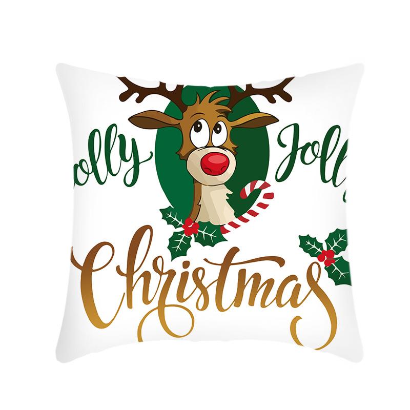 New Christmas Pillowcase Linen Print Elk Gingerbread Man Decoration Festive Pillowcase