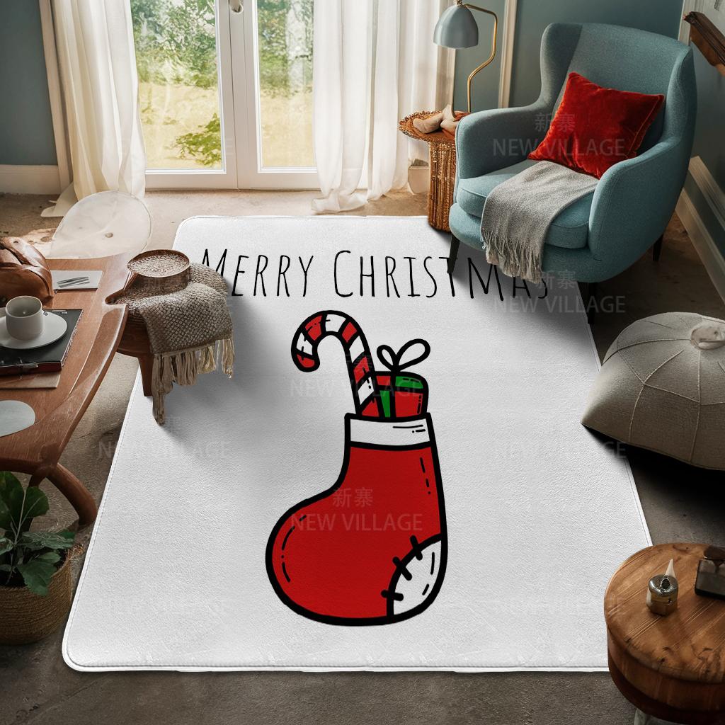 House Entrance Carpet Home Door Mat Living Room Bath Foot Bathroom Non-slip Water Absorption Rugs Bath Merry Christmas Winter