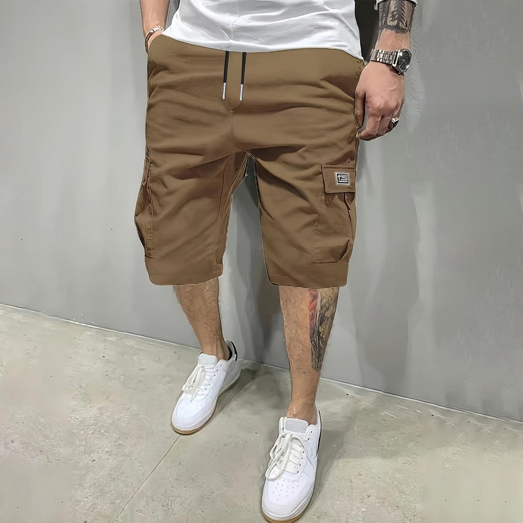 Men's Cargo Shorts Multi Pocket Relaxed Fit Drawstring Waist Casual Knee Length Shorts for Daily Wear