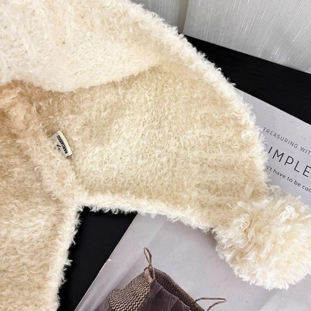 Bear Ears Knitted Cap Fluffy Winter Plush Hat Leisure Little Bear Ears Hat Outdoor