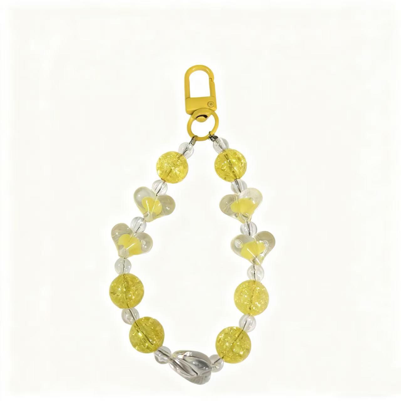 Разноцветный Хрустальный Акриловый Браслет-цепочка на Шею Брелок-подвеска для Мобильного Телефона A жёлтый