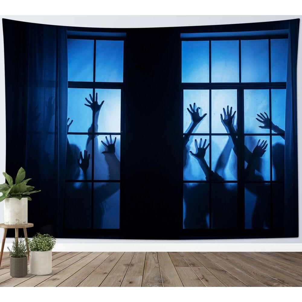 Tapestry creepy window ghost horror hand 75x100
