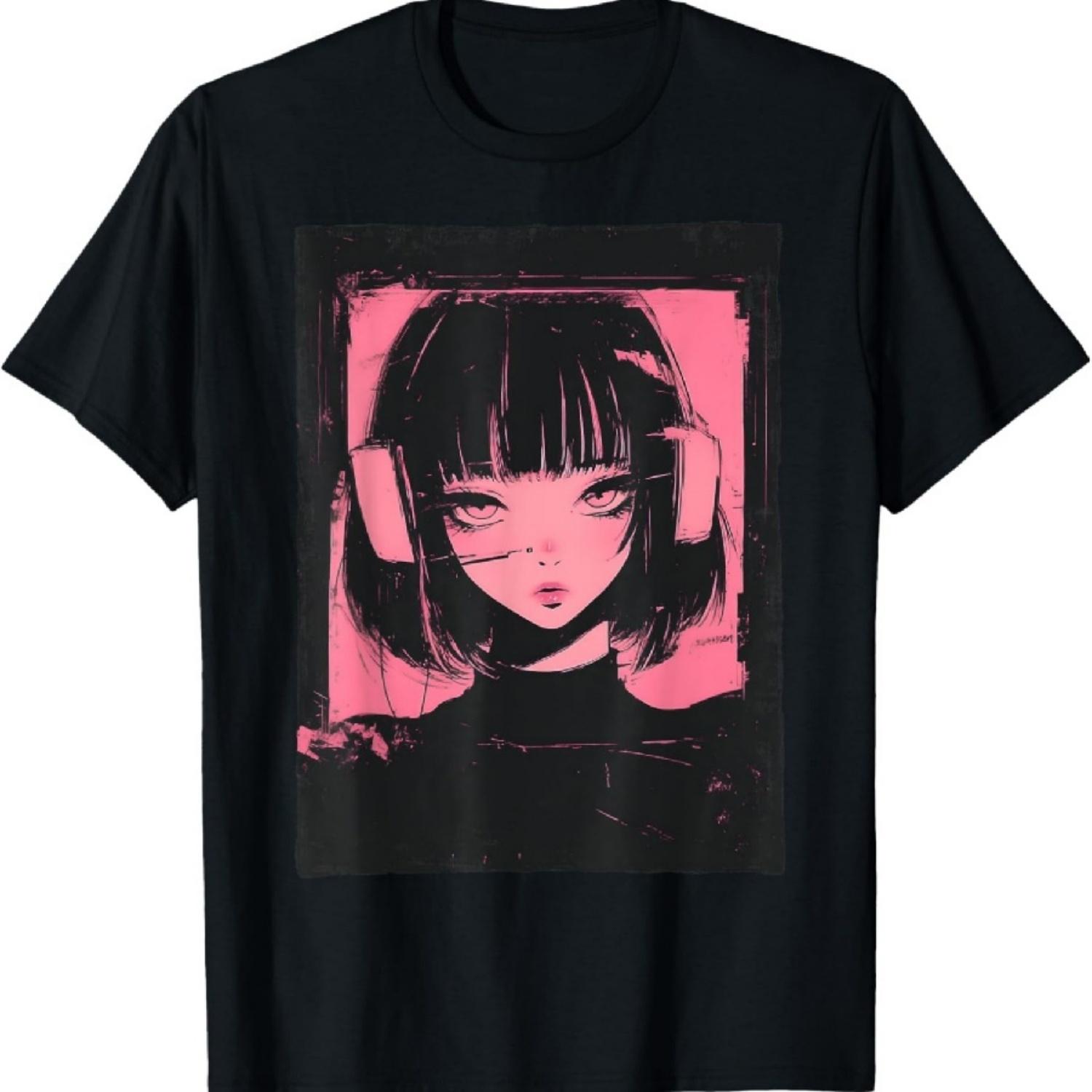 

Пастельный гот аниме девушка вейпорвейв кибер гот E-girl гранж футболка XXXXXL чёрный