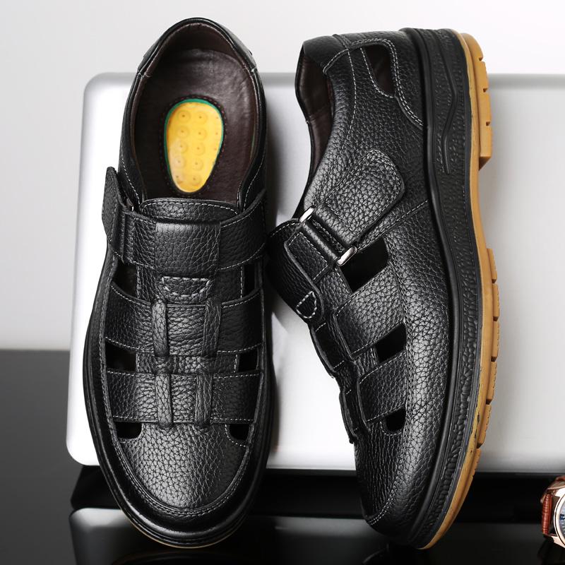 Neue Sommer-Oberleder-Rindleder- und Rindleder-Sohle Übergröße Lässige Sandalen Modische Herren-Leder-Freizeitschuhe