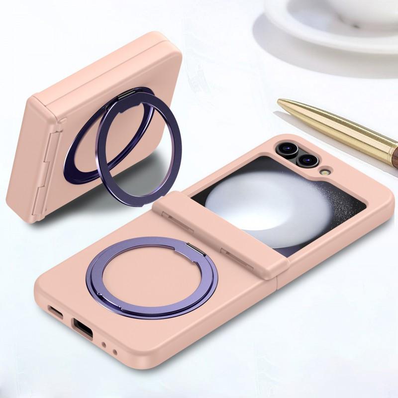 Full Coverage Magnetic Snap Case With 360 Rotating Stand Galaxy Z Flip 6 5 4 3 TPUPC Hybrid Shockproof Anti-Scratch