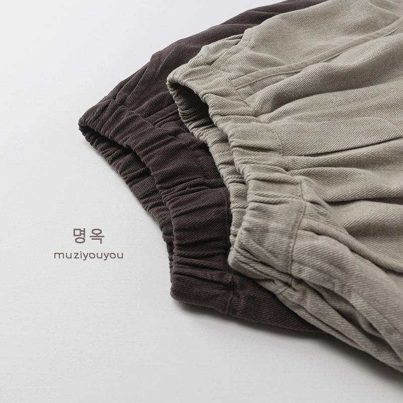 Pantaloni Casual Larghi a Gamba Larga in Puro Cotone Stile Coreano per Bambini Unisex