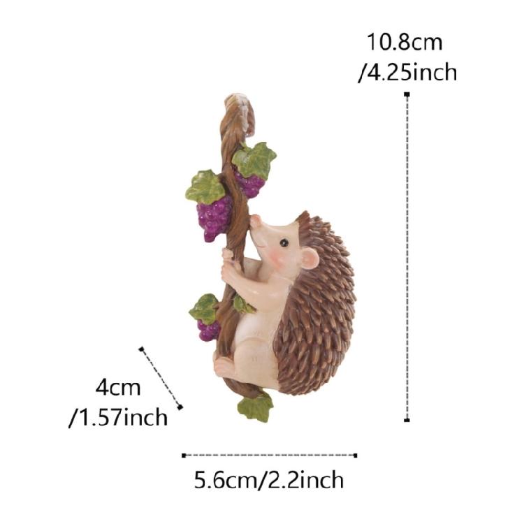 Exquisites Resin Craft Hedgehog Ornament Flower Pot Hanging Sculpture Suitable For Porch And Indoor Plant Display