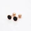 Exquisite Russian Purple Gold Korean Version Casual Fashion Round Ball Stud Earrings Rose Gold Plated Black Oil Drop Round Earrings