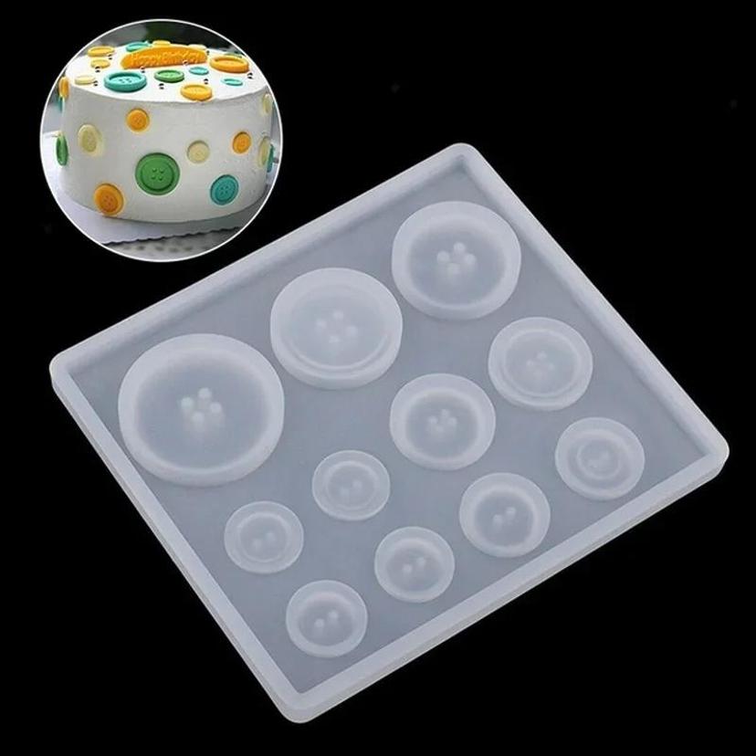 Button Shape Silicone Mold Resin DIY Button Handmade Mold With Hole Pendant Button Non-stick Art Mold Decor Cake Baking Tools