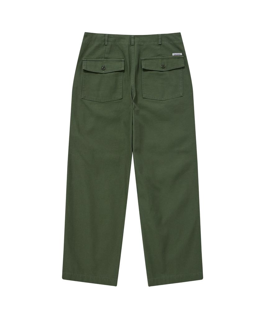 COVERNAT Wide Back Satin Fatigue Pants Olive