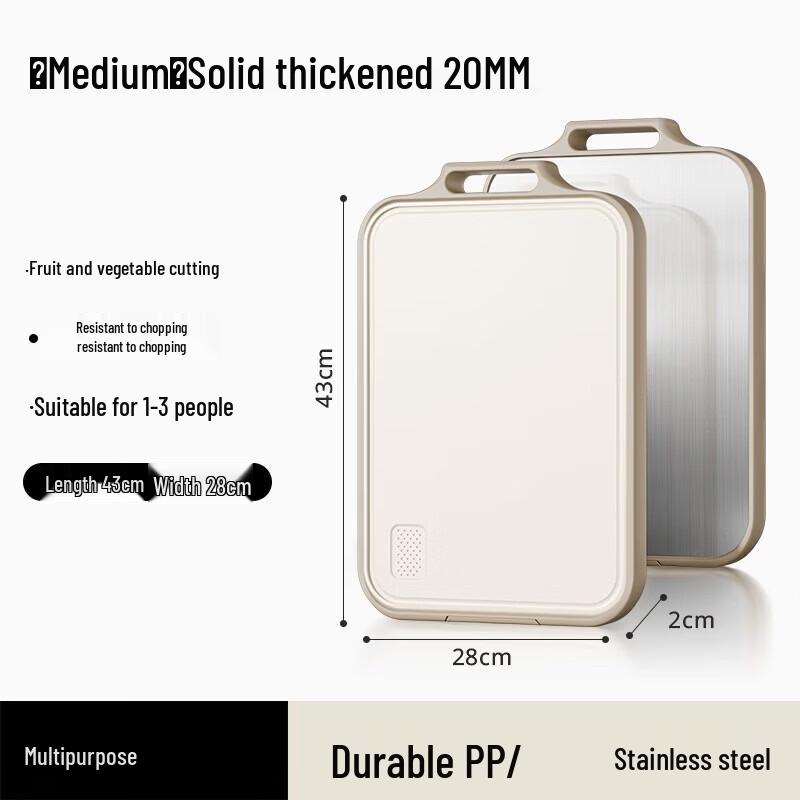 

Wutuo Double-Sided Stainless Steel & Plastic Cutting Board