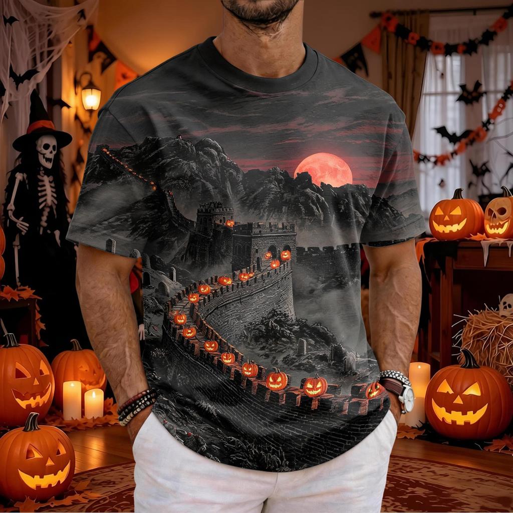 Men's Halloween Round Neck Short Sleeve T-Shirt