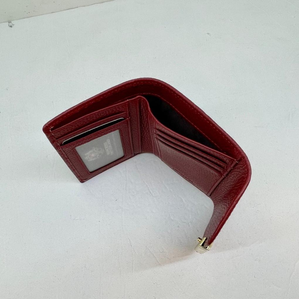 Women's Cowhide Half Wallet - Natural Cowhide - Lightweight and Luxurious Crocodile Pattern - AW9165 - Red