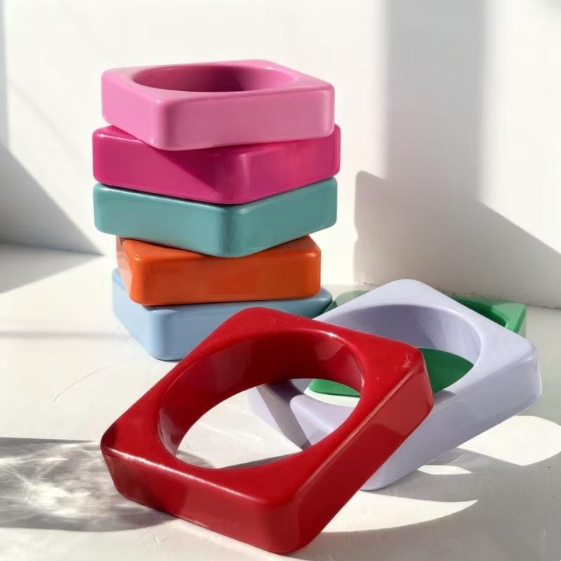 Korean Design Sense Cream Color Exaggeration Geometric Bangles Women Multicolor Gothic Bracelets Bangle Colorful Trend Jewelry