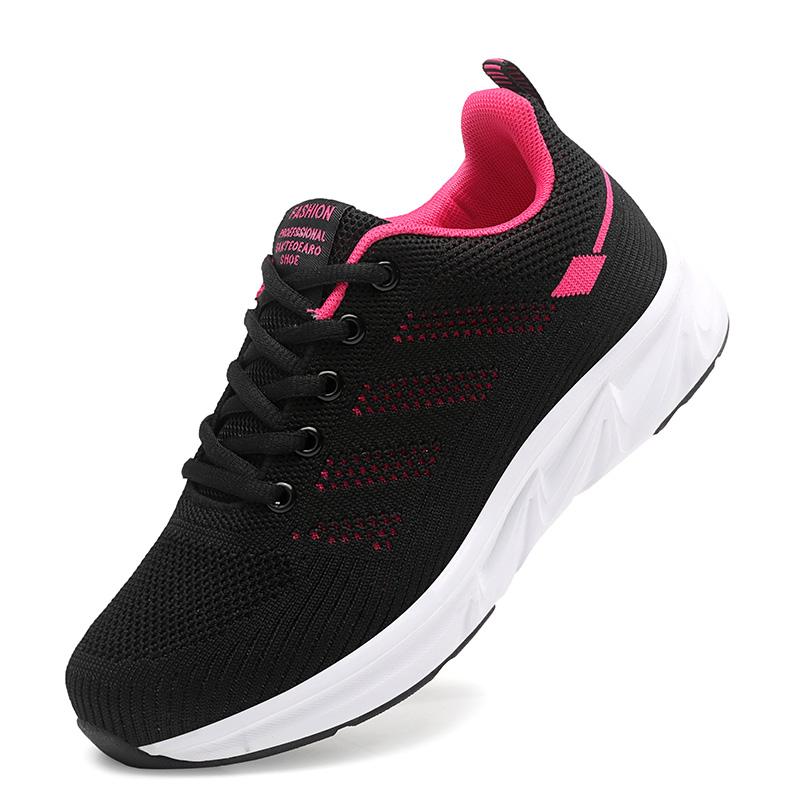 Fashion Women's New 2024 Autumn Black Sneakers Mom Middle-Aged And Elderly Running Shoes Work Soft Bottom Not Tiring On The Feet