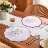 Dining Table Placemat Scalloped Round Linen Machine Washable Heat Farmhouse Insulation Mat for Protection Decoration Elegant
