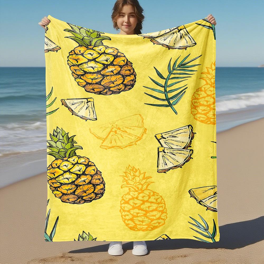 1pc Pineapple Fruit Outdoor Flannel Blanket Soft Warm All-Season Throw for Sofa Bed Car Camping Office, Cozy Gift Idea1139S
