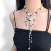 Bowknot Beaded Necklace Alloy Collar Chain Exquisite Neck Jewelry  Daily