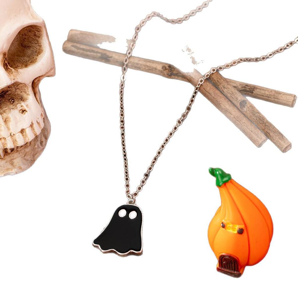 Trendy Halloween Ghost Pendant Necklace for Women - Stylish and Unique Enamel Design