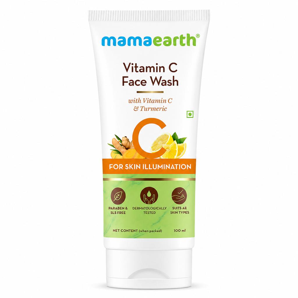 Mamaearth Detergente Viso alla Vitamina C con Vitamina C e Curcuma - 100 ml
