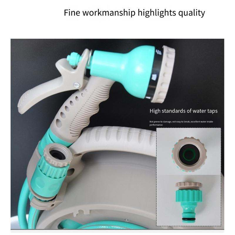 Retractable 50FT Garden Hose Reel Design with Multi Pattern Nozzle for Patios Use Water Hose