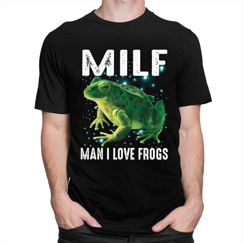 MILF Man I Love Frogs Tshirt for Men Short Sleeves Casual T Shirt Tshirt Slim Fit Pure Cotton Tee Valentines Day Gift
