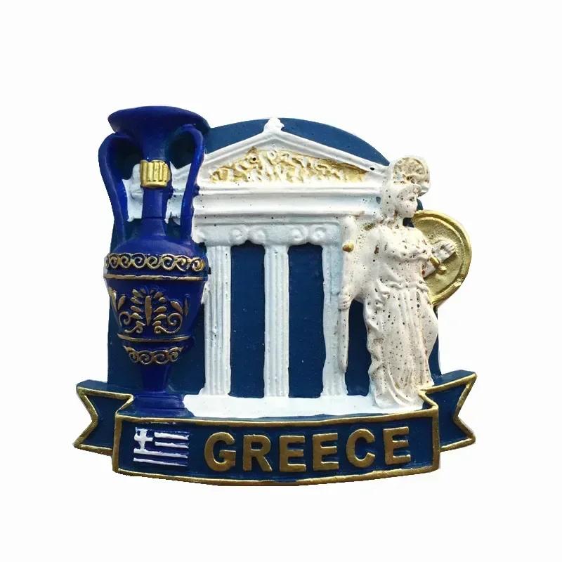 Griechische Touristen-Souvenirs Kühlschrankmagnet Griechenland Flagge Samurai Spartanischer Helm Handbemalung Magnetische Kühlschrankaufkleber Geschenkideen