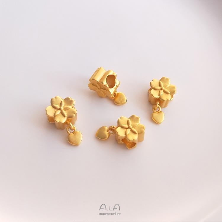 Vietnam Sajin Floral Spacer Beads: Strong Color Retention, Large Hole, Small Peach Heart, DIY Pendant Accessories