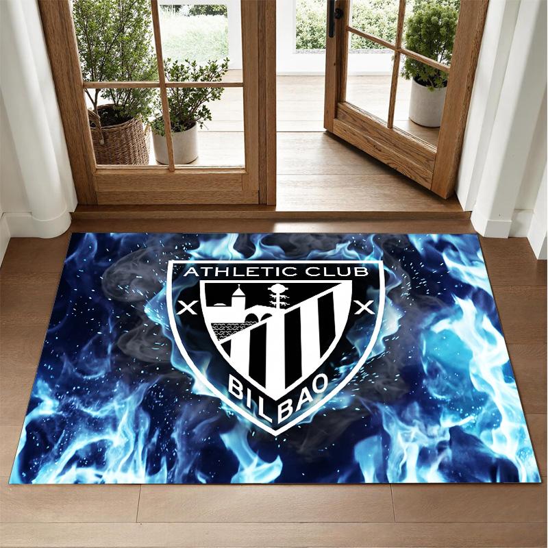 Athletic Bilbao Football Design Crystal Velvet Rug Soft Decorative Mat for Bedroom Entrance