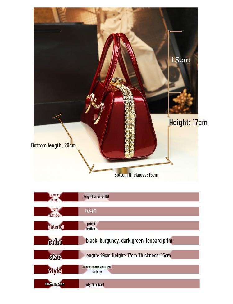 Patent Leather Mom's Handbag: Fashionable Genuine Leather Crossbody Shoulder Bag