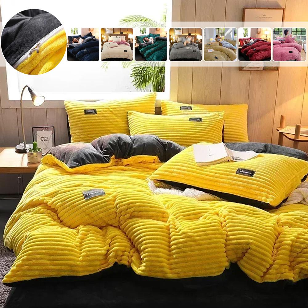 Solid Color Winter Warm Velvet Duvet Cover Thicken Bed Quilt Cover Twin Queen King Size Bedding 150/180/200/220cm Funda Nórdica