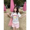 Dopamine Polka Dot American Sweet Spice Girl Short Sleeve T-Shirt ins Slim Front Shoulder Personality Printed Design Top Versatile