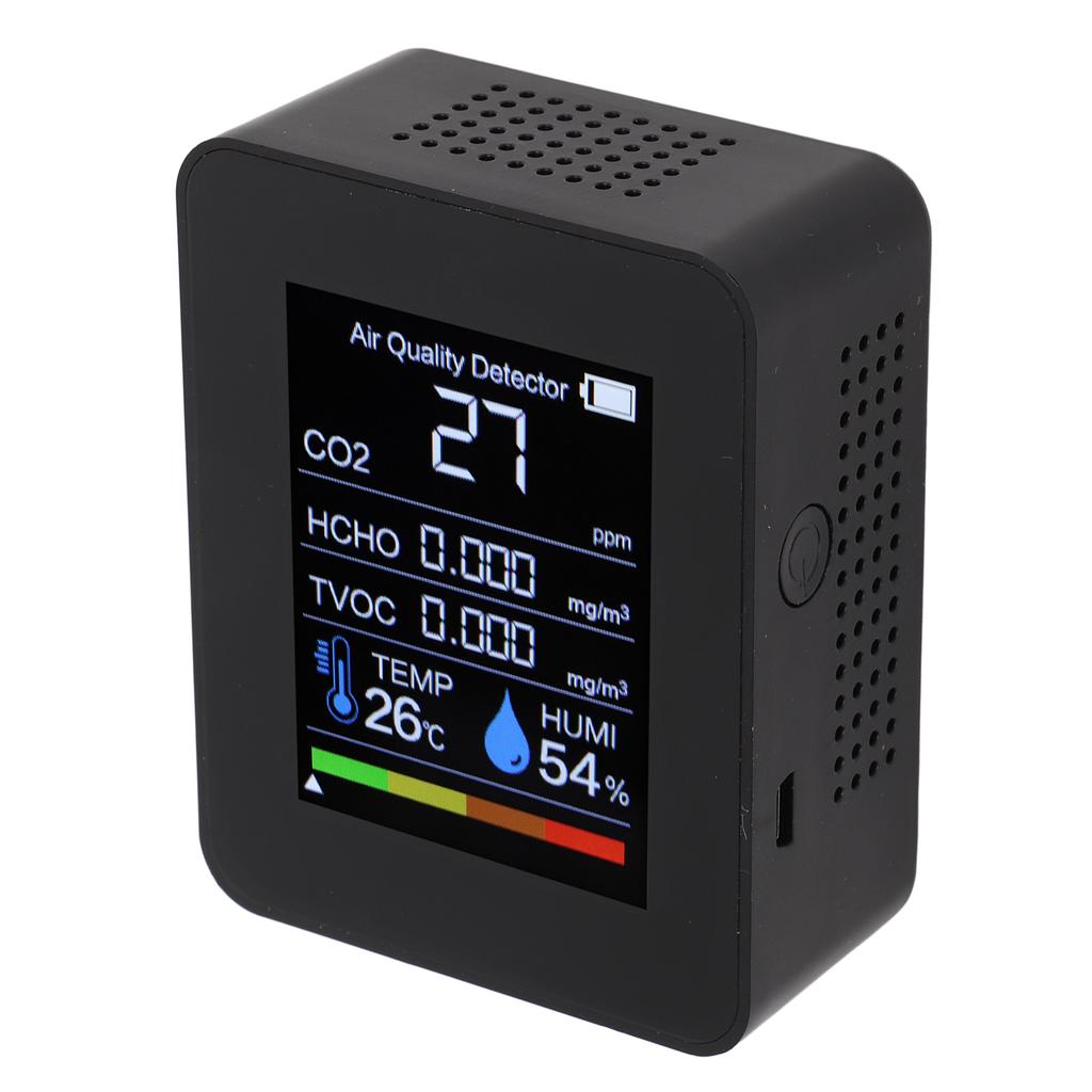 5 In 1 Air Quality Monitor Digital Portable Carbon Dioxide Detector TVOC HCHO Temperature Humidity Tester