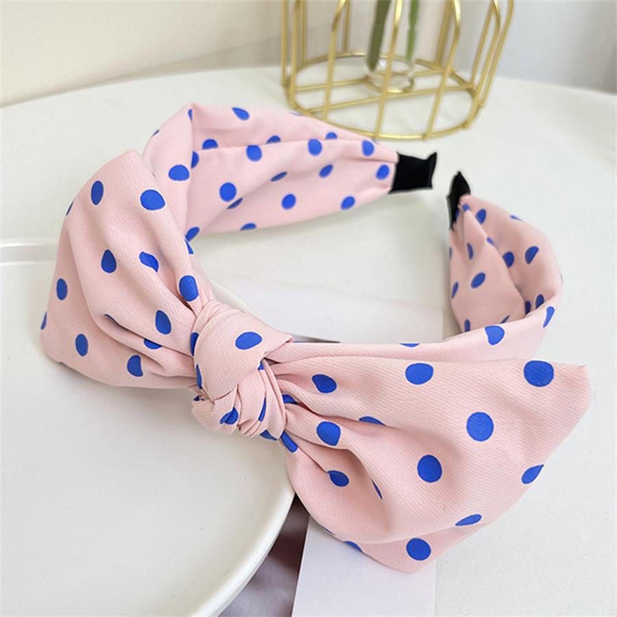 New Polka Dot Bow Fabric Headband for Women, Fashion Classic, Sweet and Cute Square Bunny Ears Wide-brimmed Hair Accessory