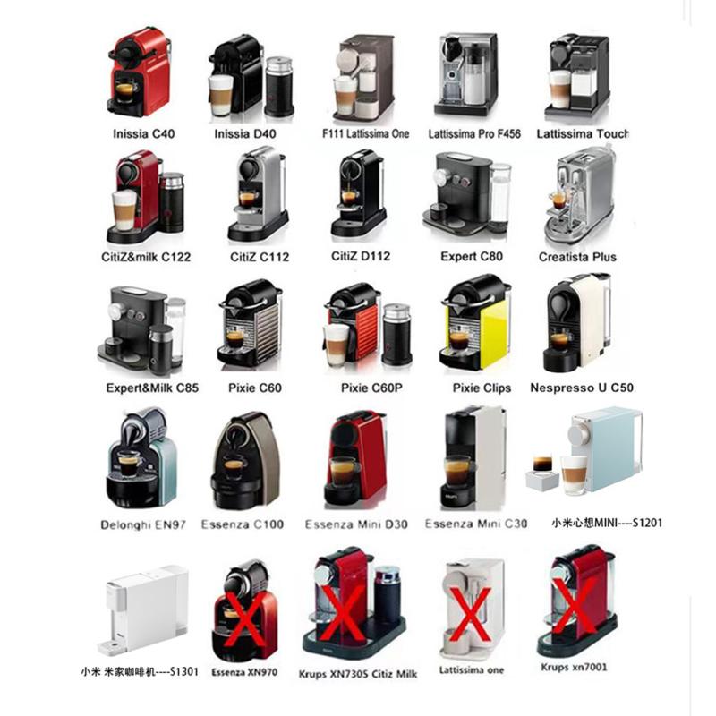 1 st återanvändbara kaffekapslar för Nespresso Återanvändbara Påfyllningsbara Maskin Påfyllningsbar Kapsel Filtreringskoppar Kaffefilter