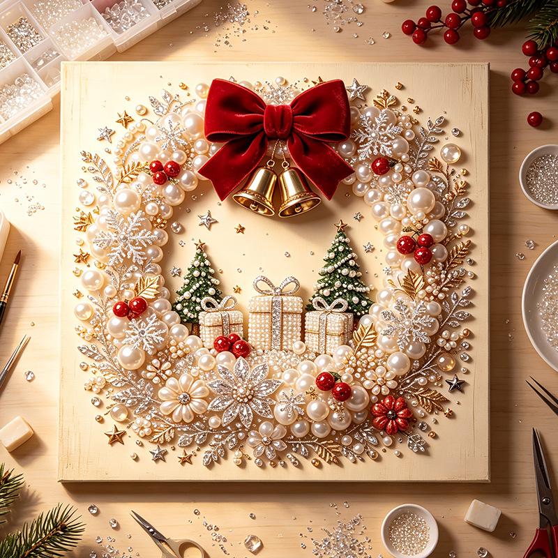 Kit Pittura Diamante Natale Fai da Te Babbo Natale Renna Mosaico Pittura con Perline Artigianato per Decorazione Murale Casa Festiva