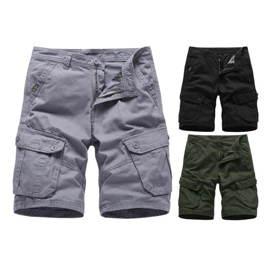 Summer Shorts Solid Color Soft Fabric Loose Trendy Zip Up Men for Home