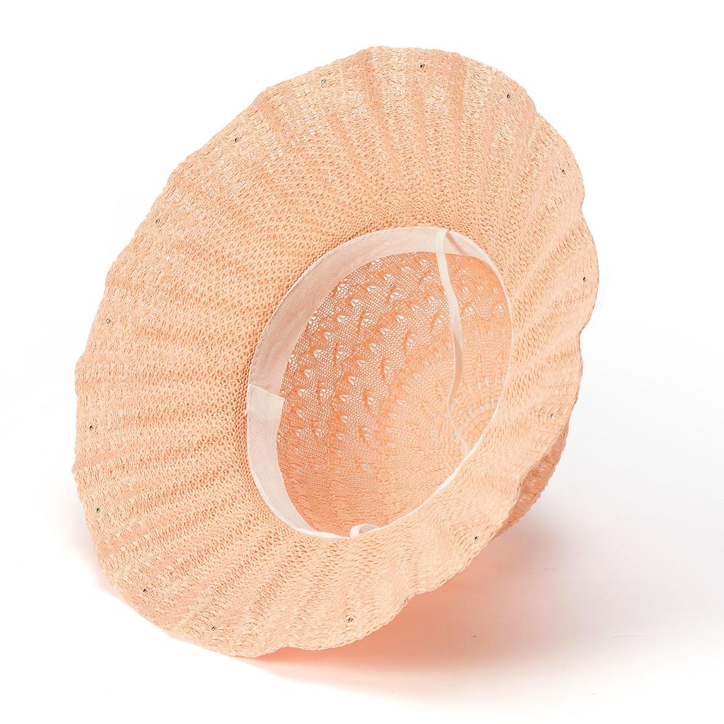 Foldable Women's Summer Hat, Beach Hat, Outdoor Grass Hat for Beach Travel, Sun Shading and Sun Protection, Bow Shaped Sun Hat