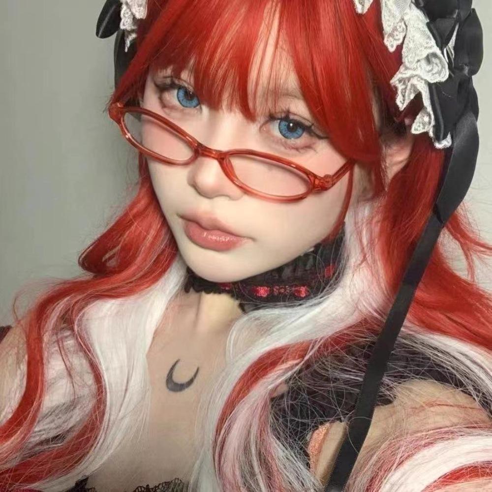 Anime Character Kamishiro Rize Cosplay Red Glasses Akemi Homura Role Play Half Frame Eyeglass Without Lens Accessories Eyewear