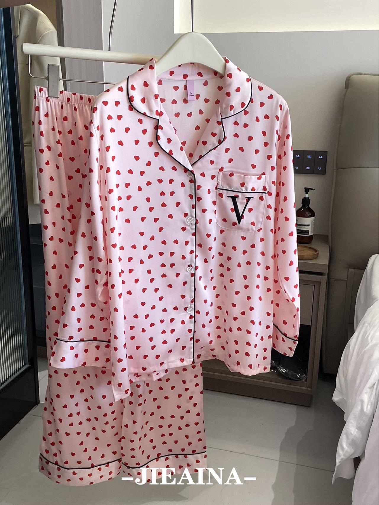 

JIEAINA Наследница чеболя Комплект пижамы из лунного шелка WD126# L