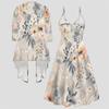 Women Plus Size Two Piece Outfit Long Sleeve Open Cardigan Cami Maxi Dress