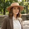 British Style Wide Brim Felt Hat Solid Color Women Jazz Hat Elegant Hepburn Style Bucket Hat  Bride
