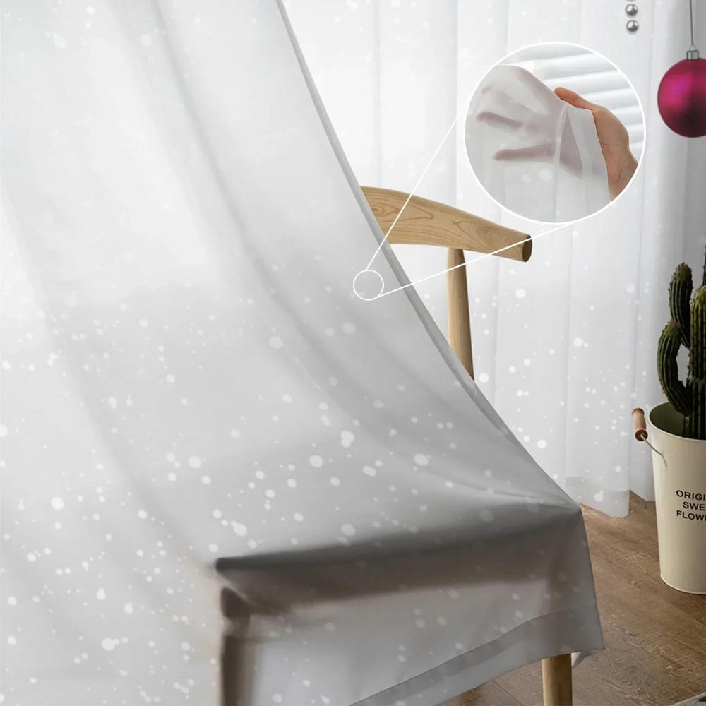 Liście choinki zielona czerwona kula płatek śniegu roślina tiulowe przezroczyste zasłony okienne salon woal zasłony z organzy zasłony