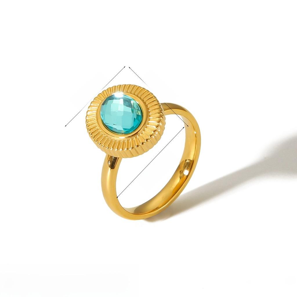 Geometric Titanium Steel Ring For Women With Zircon Stone Elegant Fashion Jewelry