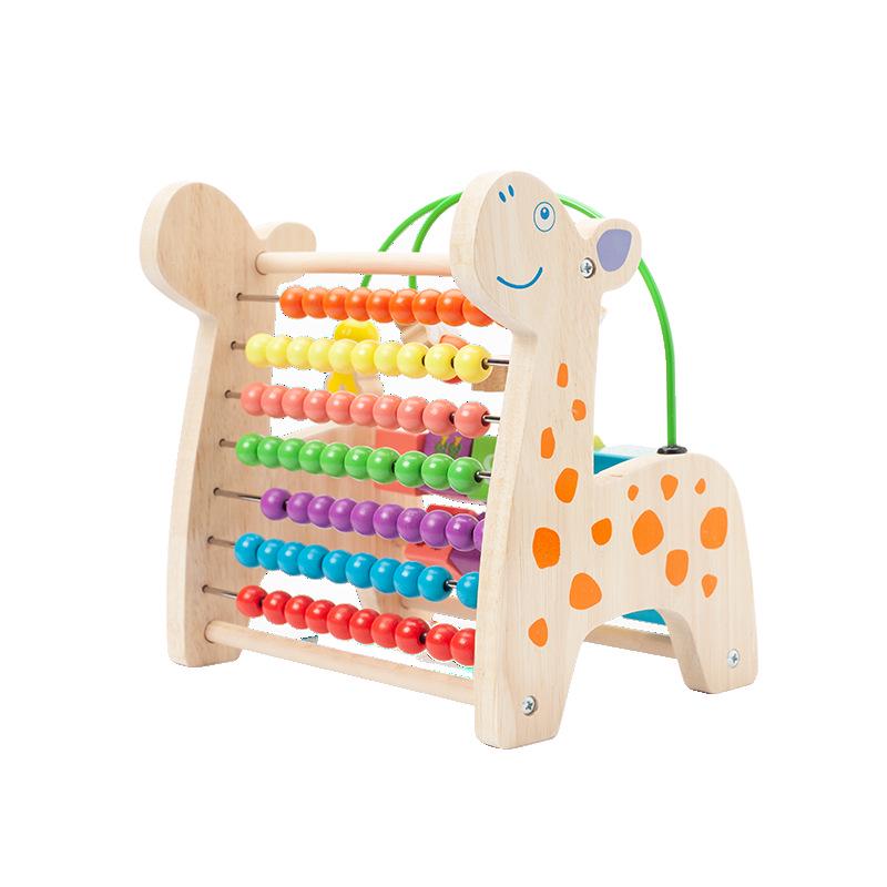 Wooden Animal Fruit Beads for Kids: Early Education, Hand-Eye Coordination Building Blocks Toy