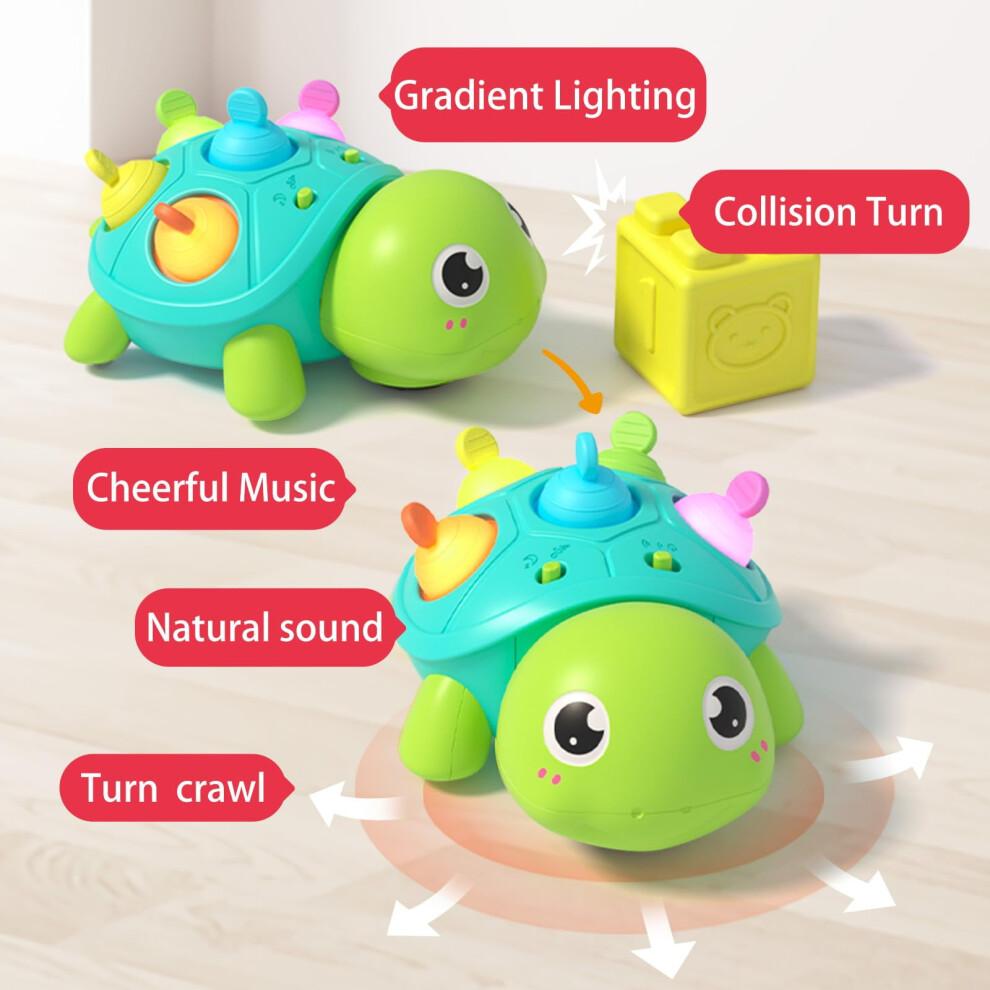 Musical Crawling Toys for Baby - Turtle Tummy Time Toy with Lights for Babies Age Groups 6-12 Months