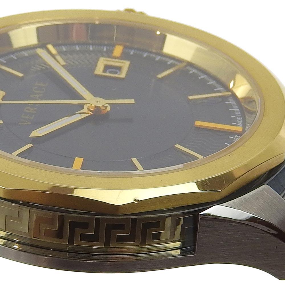 Versace VERA Watches WR5 gold/Navy Blue NavyDial Stainless Steel/leather Quartz Analog Display Mens Used