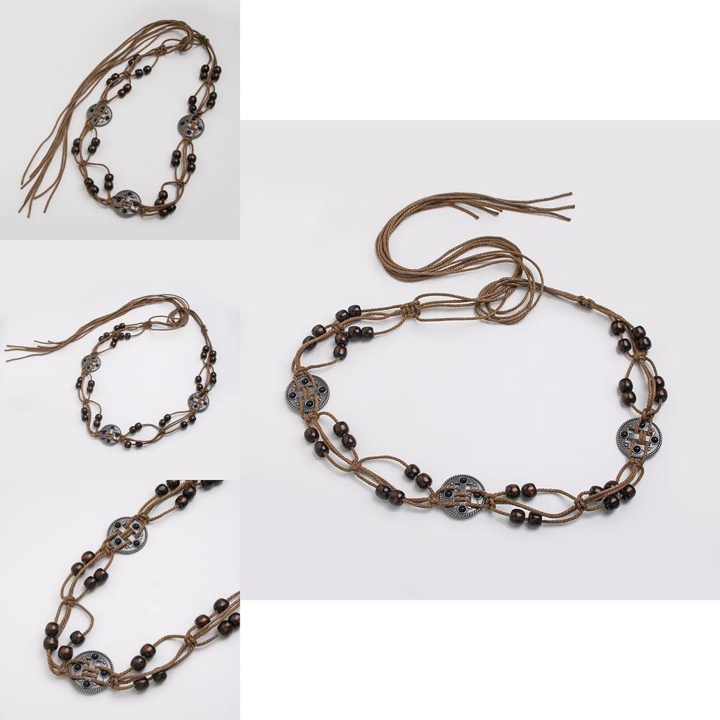 Bohemian Waist Rope Handmade Cotton Linen Ethnic Belt For Summer Vacation Casual Outfits