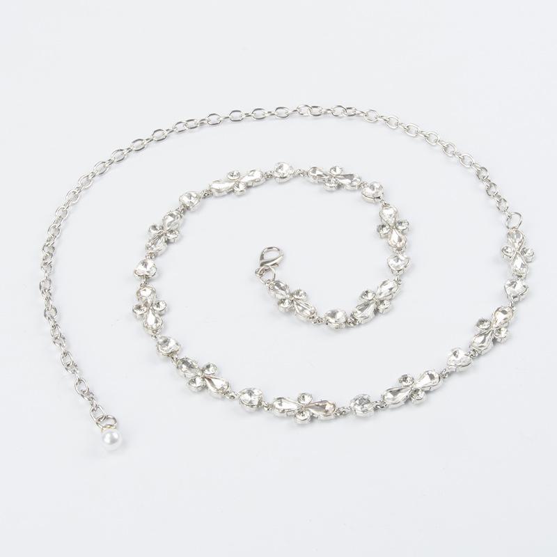 Small Fragrance Style Metal Waist Chain Women's Belt Fashionable Dress Decorative Rhinestone Ins Style Elegant and Versatile Women's Style